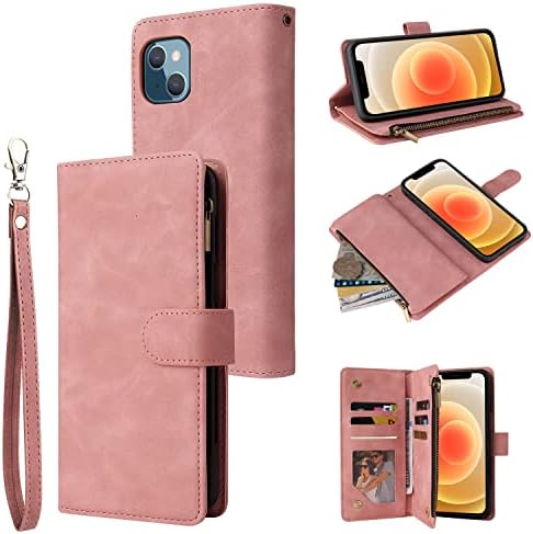 Чанта-портфейл RANYOK, Съвместим с iPhone 14 Plus (6,7 инча), в Чантата си-за награда премиум-клас изкуствена кожа с цип с RFID заключване, Държач за карти, каишка за китката, Магни