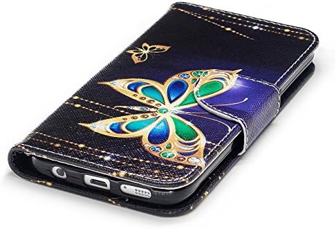 Galaxy S7 Samsung Galaxy S7 калъф ISADENSER Чанта-портфейл с отделения за карти / брой [Стойка] Калъф-награда от Изкуствена кожа с панти капак за Samsung Galaxy S7 Ink Butterfly