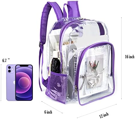 Fomaris Purple Clear Backpack Прозрачен Раница за Книги Прозрачни Прозрачни Пластмасови Раници за Училище на Фестивала на Стадиона