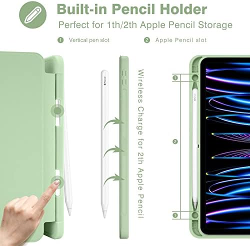 Калъф за iPad Pro 12,9 инча 6-то поколение 2022 /5-то поколение 2021 / 4-то поколение 2020, автоматично включване / изключване, Предпазващ калъф с държач за моливи, Тънка мека задна?