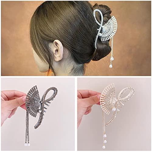 Нокът за коса във формата на вентилатора, брилянтен дизайн с пискюли от планински кристал, дамски проста родословни, модерни елегантни фиби за коса N1Y8