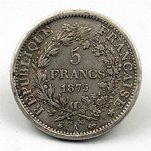 Айде част от Френската Република 1875 г. Антикварни Швейцарски Копия на Монети Събиране на Занаятите Възпоменателни