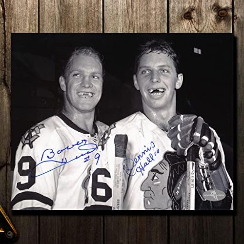 Боби Хъл и Денис Хъл Чикаго Блекхоукс С Две автограф 8х10 Фото - Снимки на НХЛ с автограф