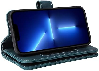 Калъф за Samsung Galaxy S23/S23 Plus/S23 Ultra, Чанта с Магнитно джоб с цип, Панти калъф от Изкуствена кожа с 6 Отделения за карти и каишка за китката, Вътрешна Поставка от TPU, Синьо, S23