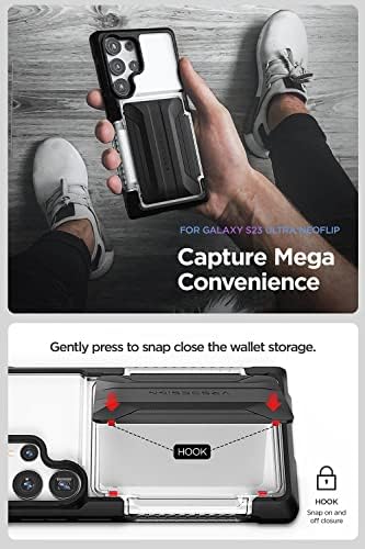 Калъф VRS Neo DESIGN Flip Active за Galaxy S23 Ultra, Просто вратата чантата си [2 карта], който е Съвместим