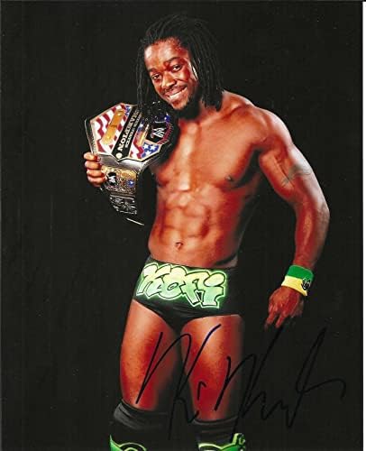 Кофи Кингстън Подписа снимка на Новия ден, Шампион на САЩ на WWE, 8x10 - Снимки Рестлинга С Автограф