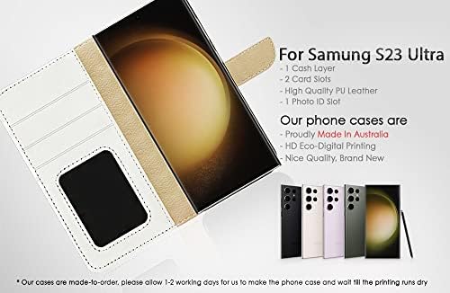 за Samsung S23 Ultra, за Samsung Galaxy S23 Ultra, Дизайнерски Калъф-портфейл с панти капак за телефон, A24263