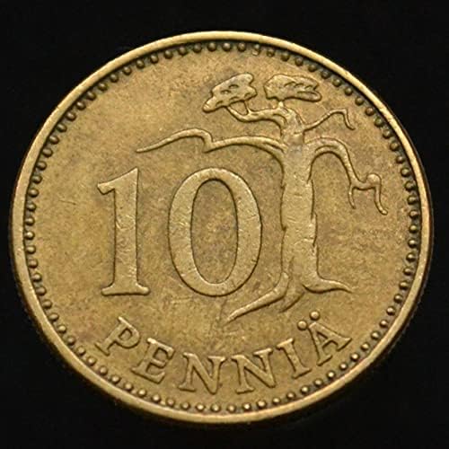Финландска монета 10 Финни В Случаен Ред Бронзови Бор С Мечове и Стари монети