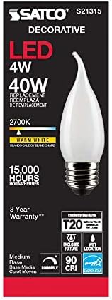 Satco S21315/06 4-Ваттные led лампи E26, 2700K, живот 15000 часа, С регулируема яркост, 6 бр.