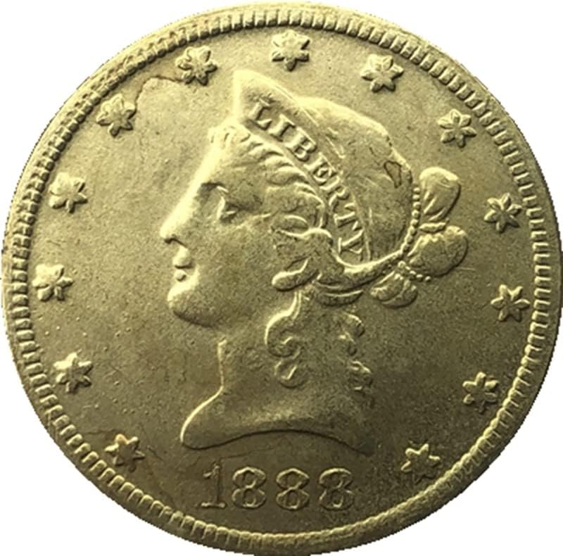 16 Различни Дати O Версия на Американските 10 Златни Монети на Месингови Старинни Занаяти Чуждестранни Възпоменателни