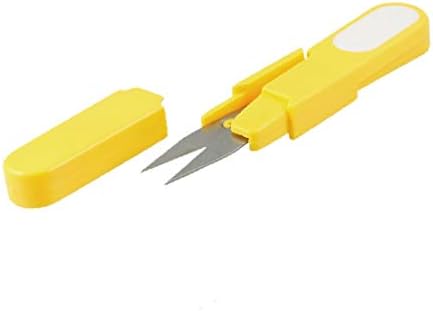 Ножици X-DREE Yellow Shell Spring Design Thrum от прежда за бродерия на кръстат бод (Yellow Shell Spring Design Thrum hilo tijeras para corte de punto de