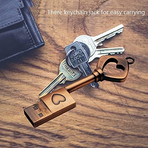 SXYMKJ Флаш памет Метална Мед ключ във формата на сърце Подарък USB Флаш памет Mini USB Stick Key Автентичен