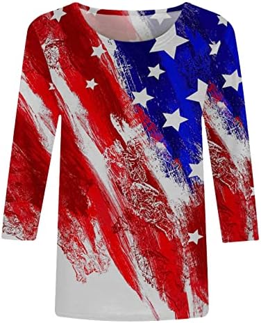 Тениска с Изображение на Американското и 3/4 Ръкав 2023, Кюспе Най-Капри с Модел на Американски Флаг за Момичета, Лято-Есен, през Цялата Силует ЧИ ЧИ