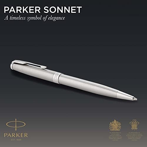 Химикалка химикалка PARKER Sonnet, неръждаема стомана с покритие паладий, черно мастило, със средна плътност