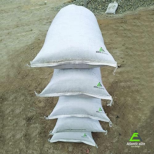 Чували с пясък EliteBags - Празни торби с пясък от полипропиленова тъкан с завязками - с защита от uv - Размер: 14 X 26 см - Цвят: бял - Тегло на всяка торбичка с пясък 1,27 унция - Д