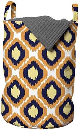 Чанта за дрехи Ambesonne Ikat, Геометрична Схема с участието на индонезия Ромбов, Ярка Цветна палитра, Кошница