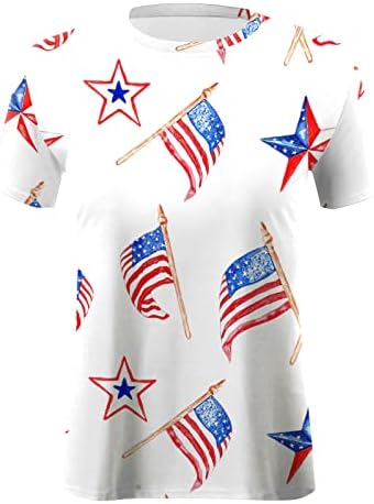Дамски Спортни Блузи с къс ръкав, Дамски Ежедневни Тениска с Принтом на Деня на Независимостта с Къс ръкав и