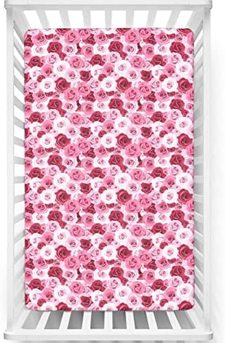 Чаршаф за легло в розово тема, Стандартен Чаршаф за матрак легла, Мека и Еластична Чаршаф за яслите -Бебешки кърпи за момичета или момчета, 28 x 52, Розово, Бледо розово