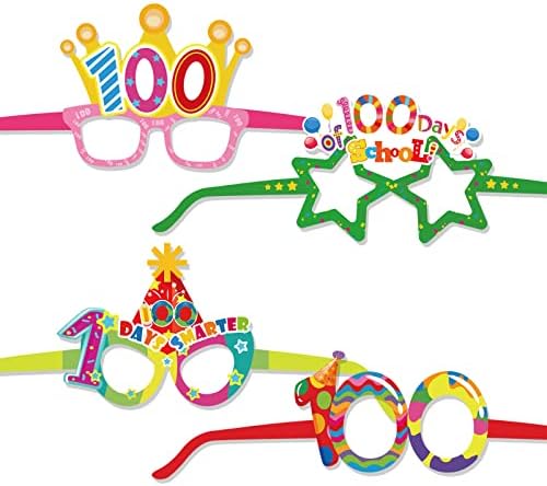 HOWAF 100 Days of School Празнични Очила за деца, 30 бр., Хартиени Очила Честит 100-ия ден на училище за детска