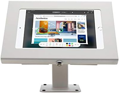 Определяне на Метална Бяла Настолна Поставка TABcare за iPad 7 8 9 10,2 със завъртане на 360 градуса, накланяне