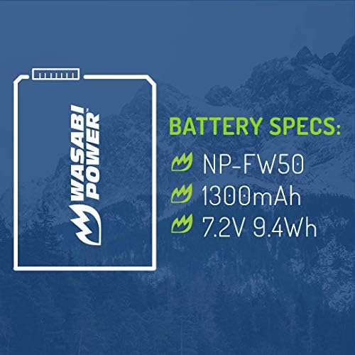 Батерия за фотоапарат Wasabi Power NP-FW50 (2 комплекта) за Sony ZV-E10, Alpha a5100, a6000, a6300, a6400, a6500,