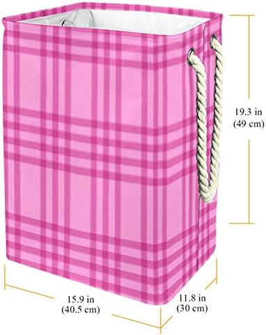 Inhomer Розови Вертикални Ивици 300D Оксфорд PVC, Водоустойчив Кошница За Дрехи, Голяма Кошница за Дрехи за Одеяла Дрехи Играчки в Спалнята