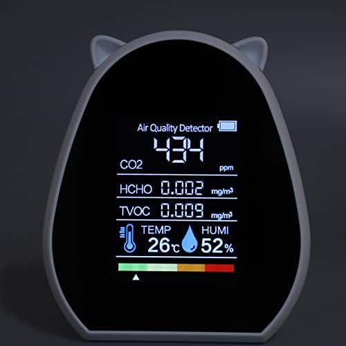 Asixxsix Детектор на CO2 за помещения, Преносим точност ръководят се захранва от USB, 5 в 1, мониторинг на качеството