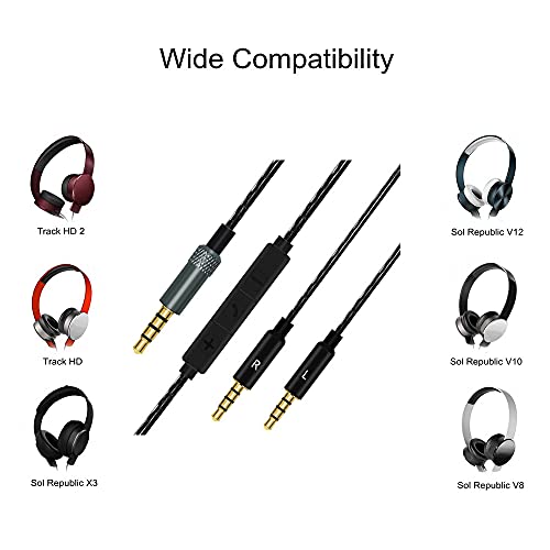 Сменяеми кабела Xivip, Съвместим със слушалки Sol Republic Master Tracks HD V8, V10, V12, Sol Republic X3 (черно