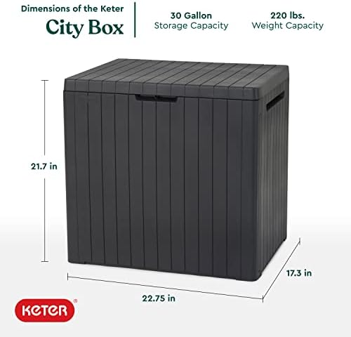 Голяма кутия за съхранение на открито от смола Greesum на 100 литра, Black & Keter City, 30-галлонный кутия