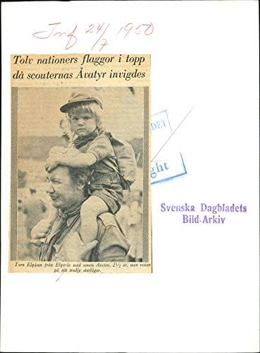 Винтажное снимка Кръг Эльг195;165; сено и неговия син Анстеном на откриването на лагери скаутов39;