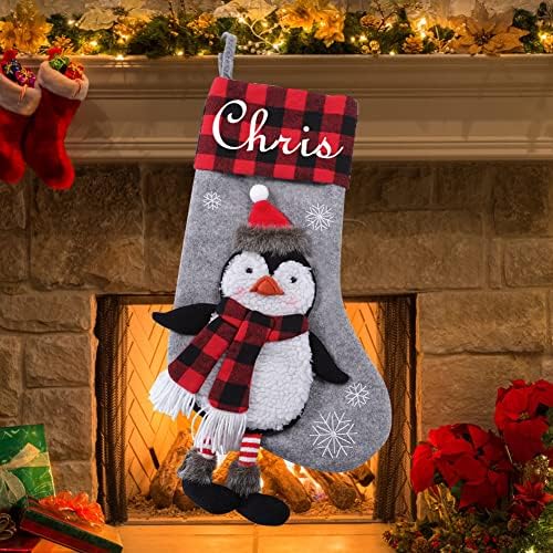 Персонални Коледни Чорапи в стил на Скобата, Обичай Коледни Чорапи 17,7 L, Украса за Дома, Елха, Дядо коледа,