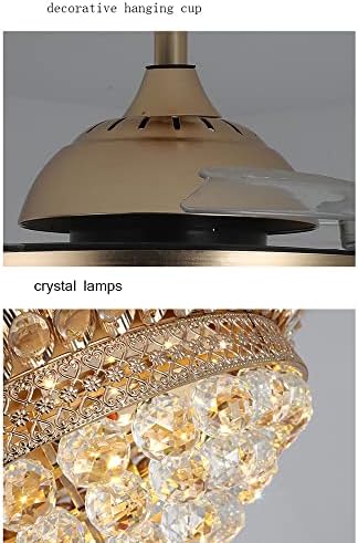 MXYSP 42 Невидими перката Прибиращ се Вентилатор на Тавана Лампа Кристален Полилей Хромирани Вентилатори Скрит