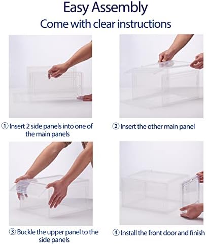 Прозрачна кутия за обувки DEZENE Drop Front: 3 опаковки Штабелируемых Прозрачни Пластмасови контейнери-организатор