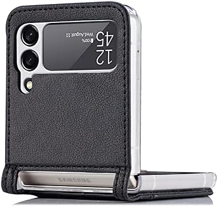 Калъф Galaxy Z Flip 4 5G, Samsung Z Flip 4 Луксозен Кожен Портфейл от Изкуствена Кожа Защитен Калъф за вашия