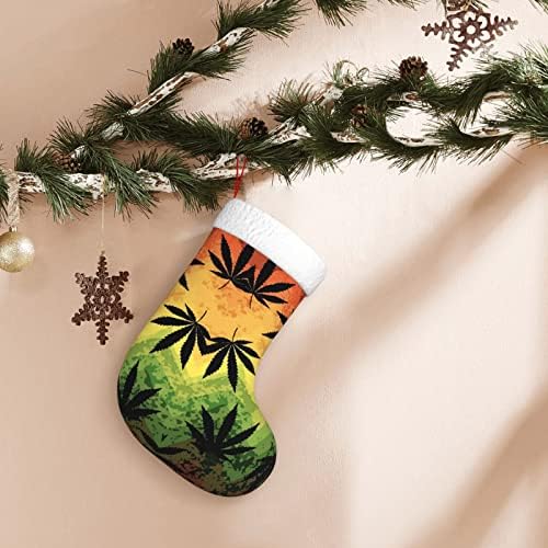 Ююй Ямайка Листа Маригуаны Коледен Отглеждане Празнична Украса Камина Окачен На Стелката 18 Инча(А)А) Чорапи