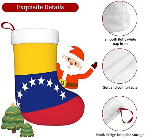 QG ZZX Коледни Чорапи с Бяла Супер Меки Плюшени Белезници, Коледни Чорапи с Флага на Венецуела, Коледни Украси,