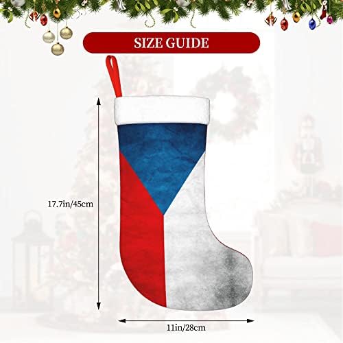 QG ZZX Коледни Чорапи с Бяла Супер Меки Плюшени Белезници, Коледни Чорапи с Флага на Чешката Република в Ретро