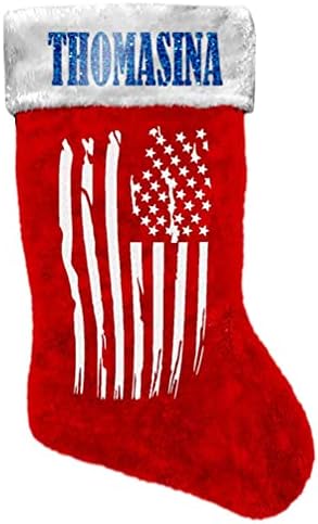Fefetastic Thomasina Коледни Чорапи с Флага на сащ, Патриотичен Червена Изкуствена Кожа