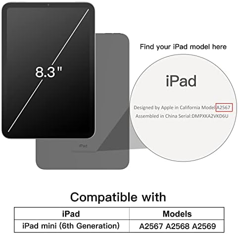Калъф JETech за iPad Mini 6 (8,3-инчов модел 2021 година), Защитно Твърда Делото, Мека на Допир Поставка за