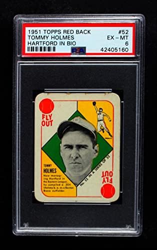 1951 Topps 52 ХАР Томи Холмс Бостън Брейвз (Бейзболна картичка) (Биография започва Сега с управление на Хартфордом)