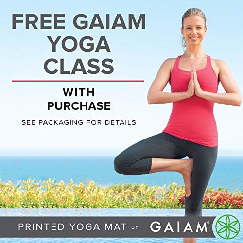 Килимче за йога с принтом Gaiam, Нескользящий подложка за упражнения и фитнес за всички видове йога, пилатес