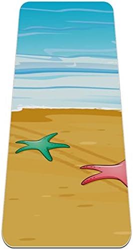 Siebzeh Beach View Seaside Pattern Премиум-Дебела подложка за йога с модел от екологично чист каучук за здраве