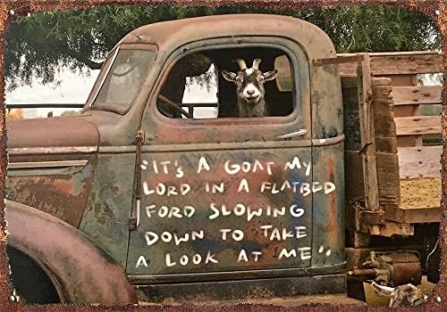 Забавен принт с изображение на кози, монтиран на стената фигура на ферма Коза в камион, Декор за къща Декор