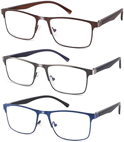 Очила за четене от 3 Теми за мъжете в Метална Рамка, Блокер Синя светлина Компютърни Ридеров