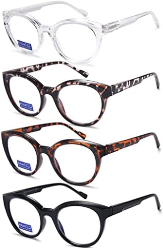 EYEURL 4 Опаковки Очила за четене, за Жени, Мъже, Реколта Очила За Четене, Анти-Синя Светлина, Блокиране на