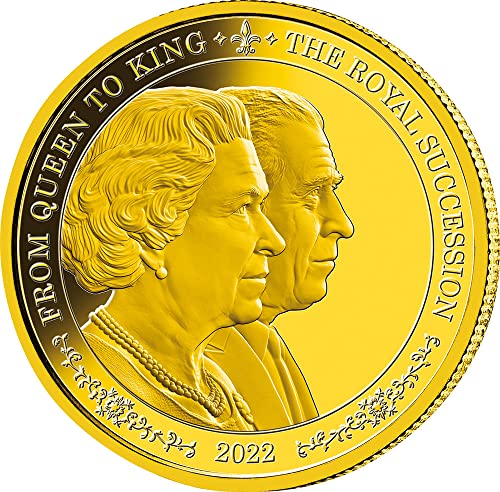 2022 DE The Royal Наследство PowerCoin От кралицата на краля на 5 Унция Златна монета 25 $ Барбадос 2022 Proof