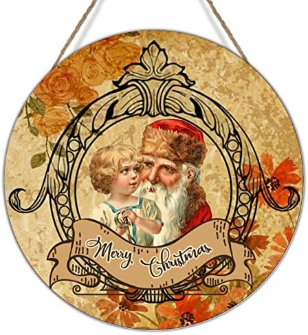 Френски Стил, Старият Дядо, Дървени Стенни Художествена Илюстрация, Коледен Венец На Входната Врата, Ретро Коледен