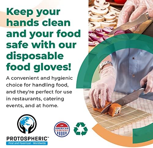 Ръкавици за еднократна употреба Protospheric - Ластични Поли, Прозрачни Ръкавици за приготвяне на храна - Безопасни,