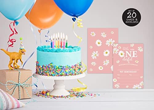 Покана за Първи рожден ден на Малката Маргаритка от QOFO - пакет от 20 Плик с цветен дизайн за първия рожден