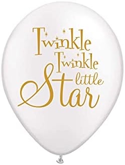Globos de estrella de Туинкъл Туинкъл, color blanco, juego de 3 globos de fiesta para bebé estrellas con brillantes,